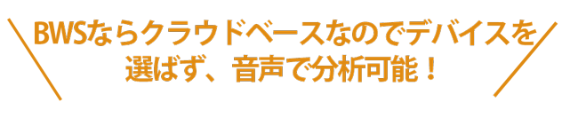 BWSならクラウドベースなのでデバイスを
選ばず、音声で分析可能！